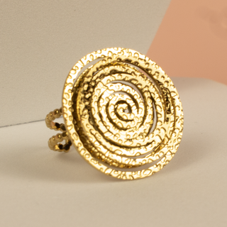 Anel Espiral Dourada ajustável em Aço Inoxidável | AN0073