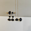 Conjunto Colar + Brincos + Anel + Pulseira - Preto - CJ0701
